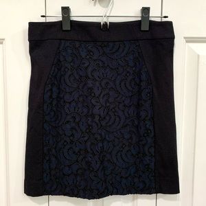 Ann Taylor Loft Black and Navy Knit Mini Pencil Skirt, size XS
